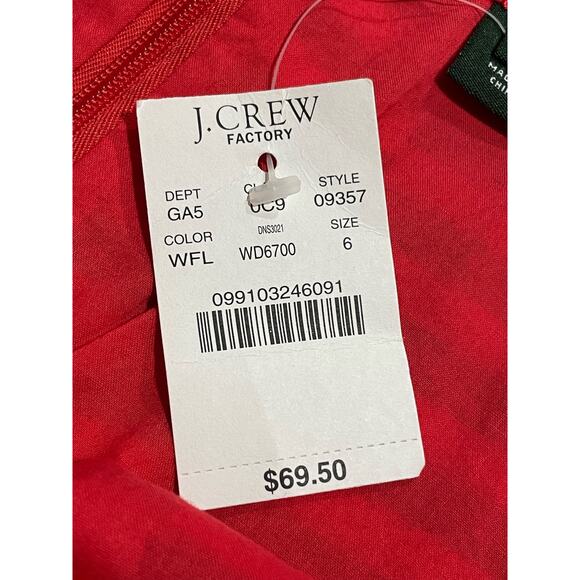 NWT J Crew Factory Pleated Knee Length Skirt Womens 6 Red Striped 09357 MSRP $70 - Picture 2 of 9